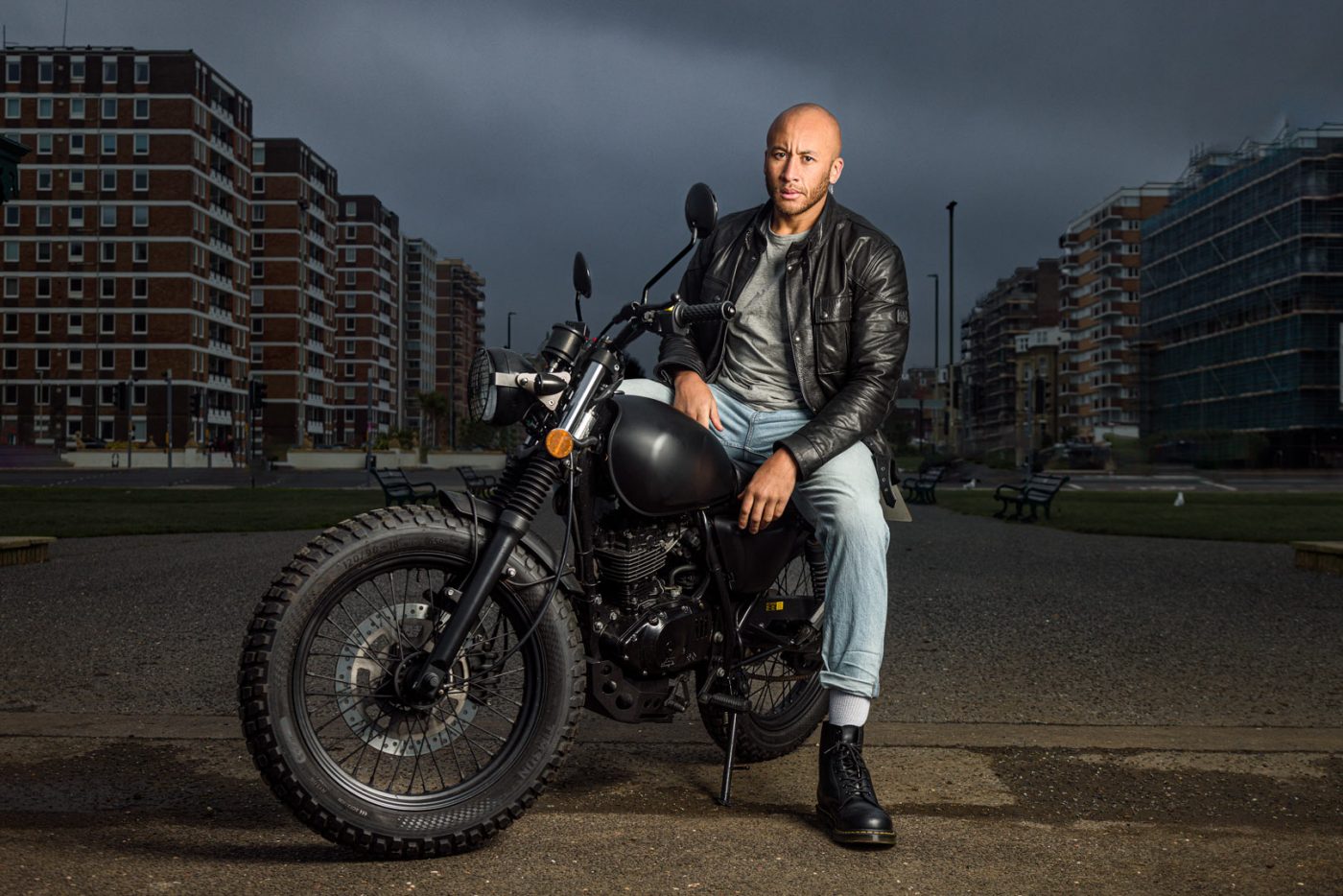 Kenny-Knight-Stuntman-on motorbike-Professional-Headshot-Artist-by-Brighton-Portrait-Photographer-Emma-Bailey-Photography