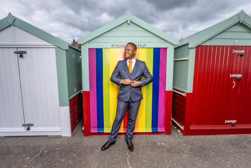 Louis-Stedman-Bryce-corporate headshot photography by brighton photographer emma bailey at hove beach huts