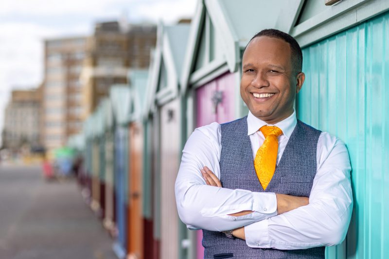 Louis-Stedman-Bryce-corporate headshot photography by brighton photographer emma bailey at hove beach huts